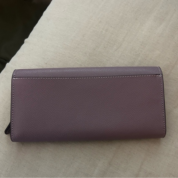 EUC COACH Women’s Crossgrain Slim Envelope Wallet Rich Purple Plum Silver HW - Picture 4 of 8